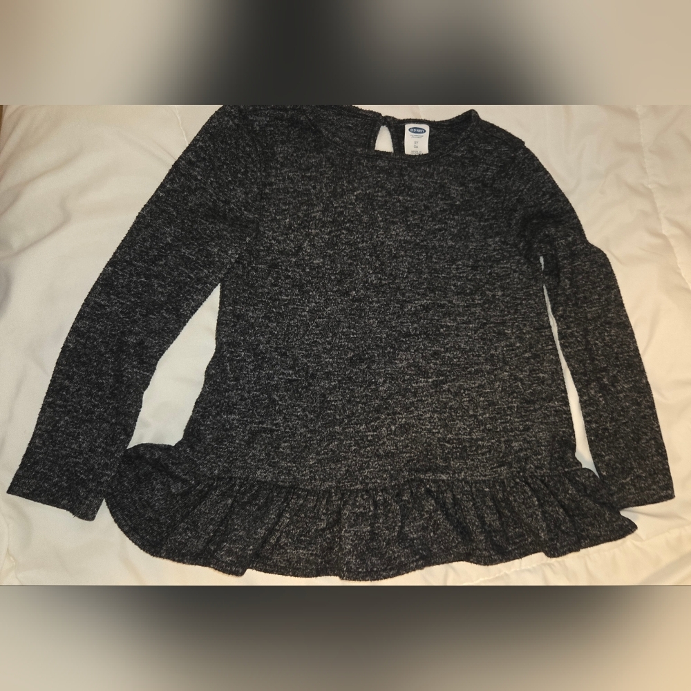 Old Navy Long Sleeve Ruffle Hem Top - Charcoal